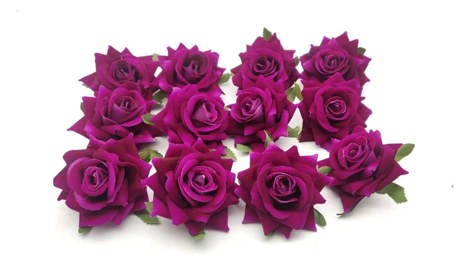 SATYAM KRAFT 12 Pcs Artificial Velvet Rose Flowers | Fake Floral Decoration for Ganesh chaturthi, Home, Janmashtami, DIY Craft, Room Decor, Festival & Gift Items